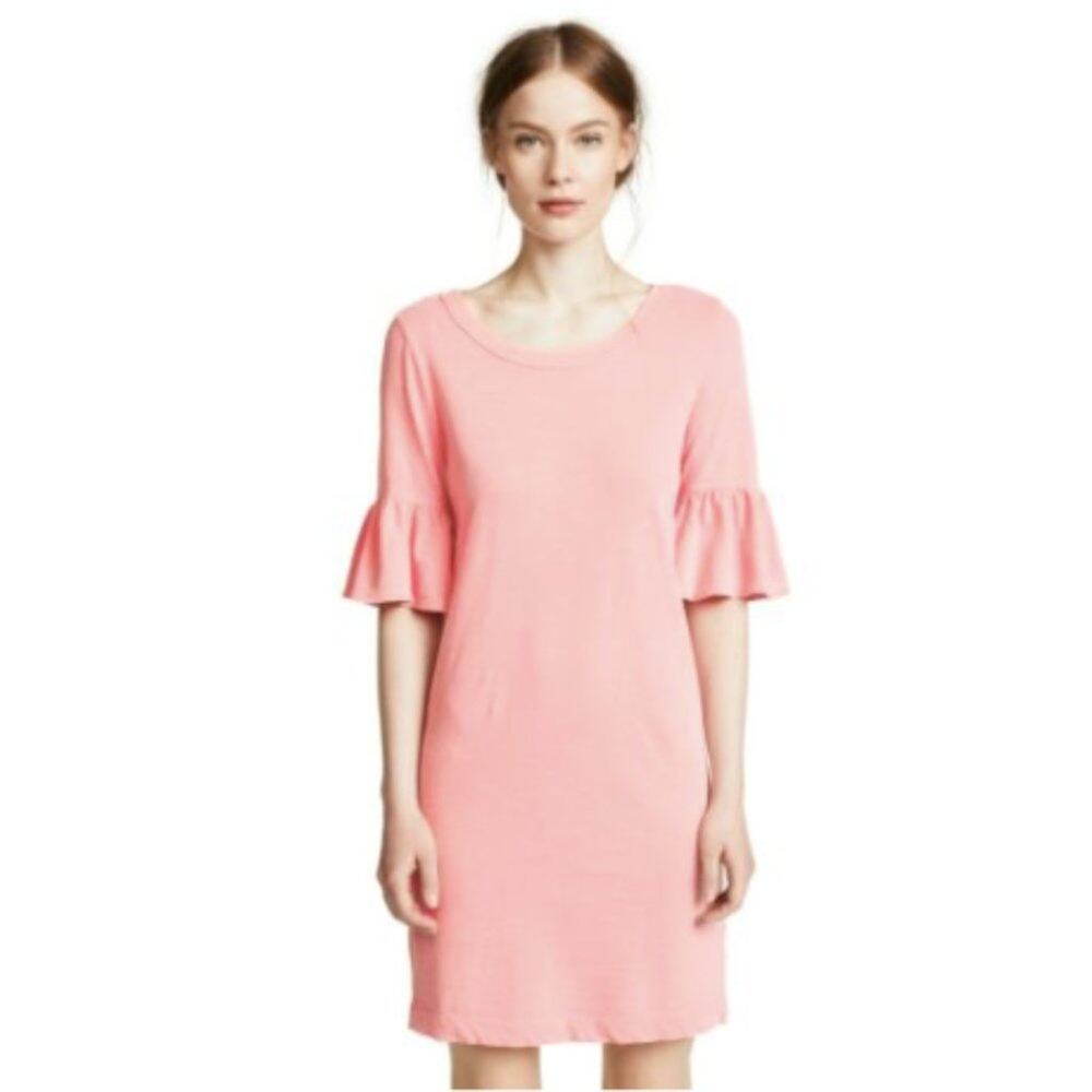 NWOT Splendid Pink Ruffle Sleeve Cotton Slub Dress